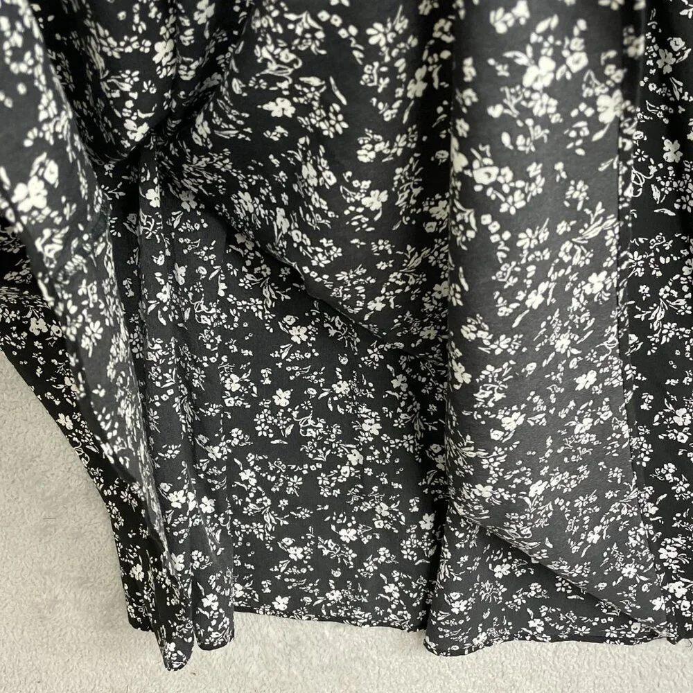 Uniqlo Sleeveless Black & White Floral Midi Dress Polyester M0076 - Picture 8 of 11